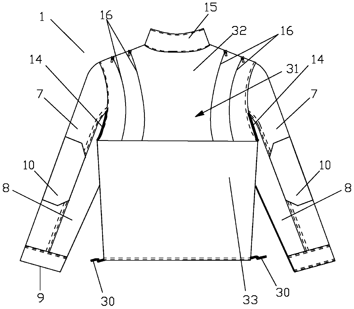 Protective clothing structure for operation at high temperature and constructing method of protective clothing structure for operation at high temperature