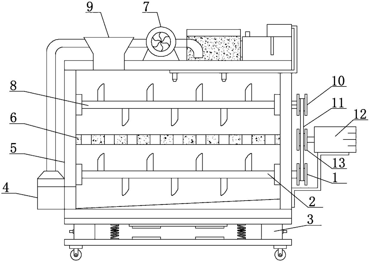 Straw smashing device with dust removal function