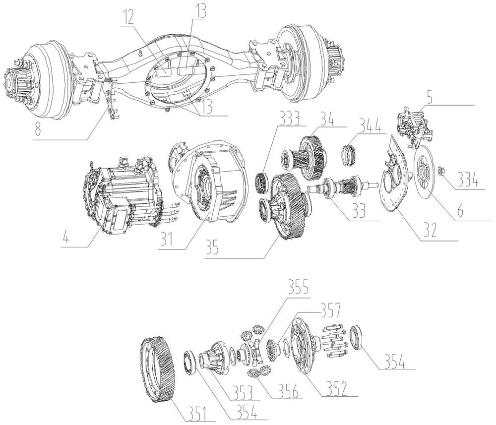 An electric drive axle with central disc brake