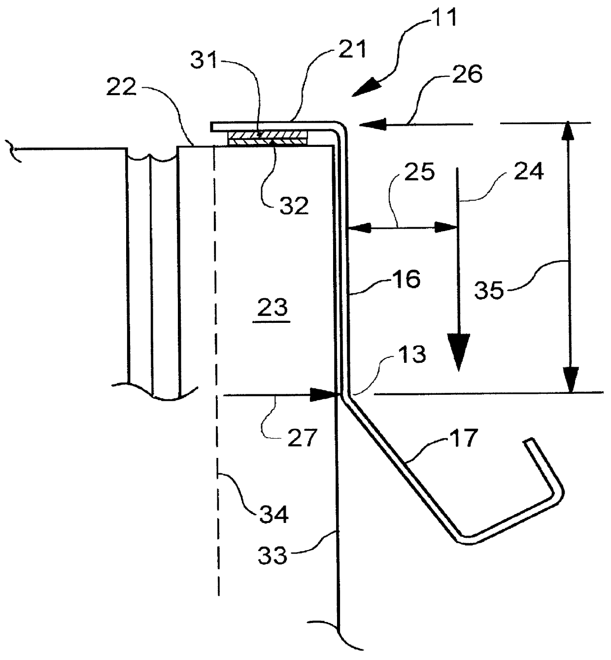 Support hanger for suspending an object directly below a horizontal surface