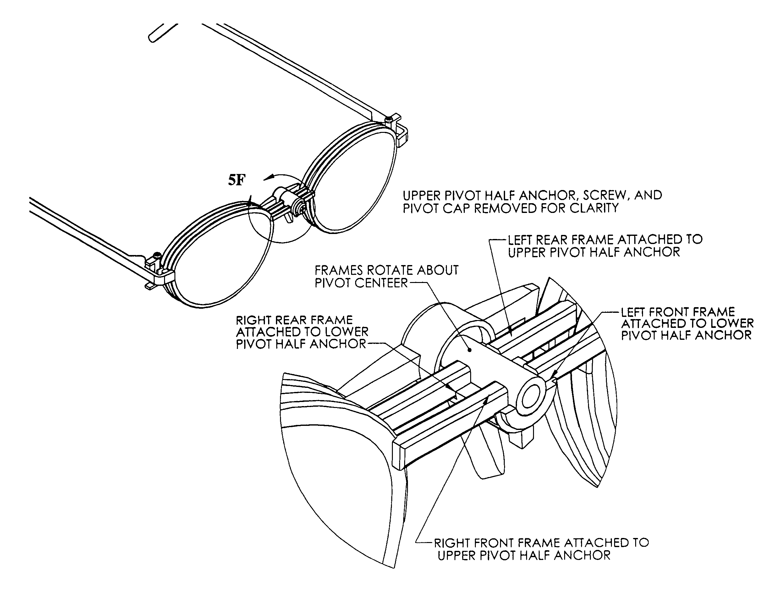 Adjustable focus eyeglasses with pivot adjustments
