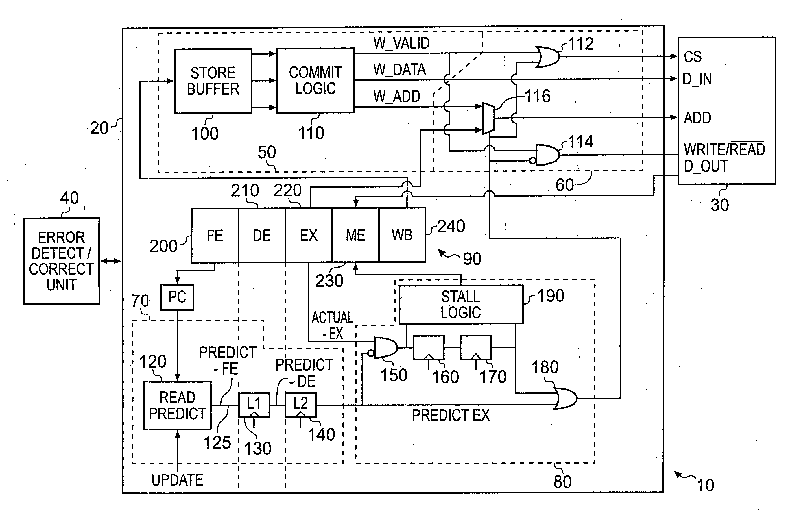 Control of metastability in the pipelined data processing apparatus