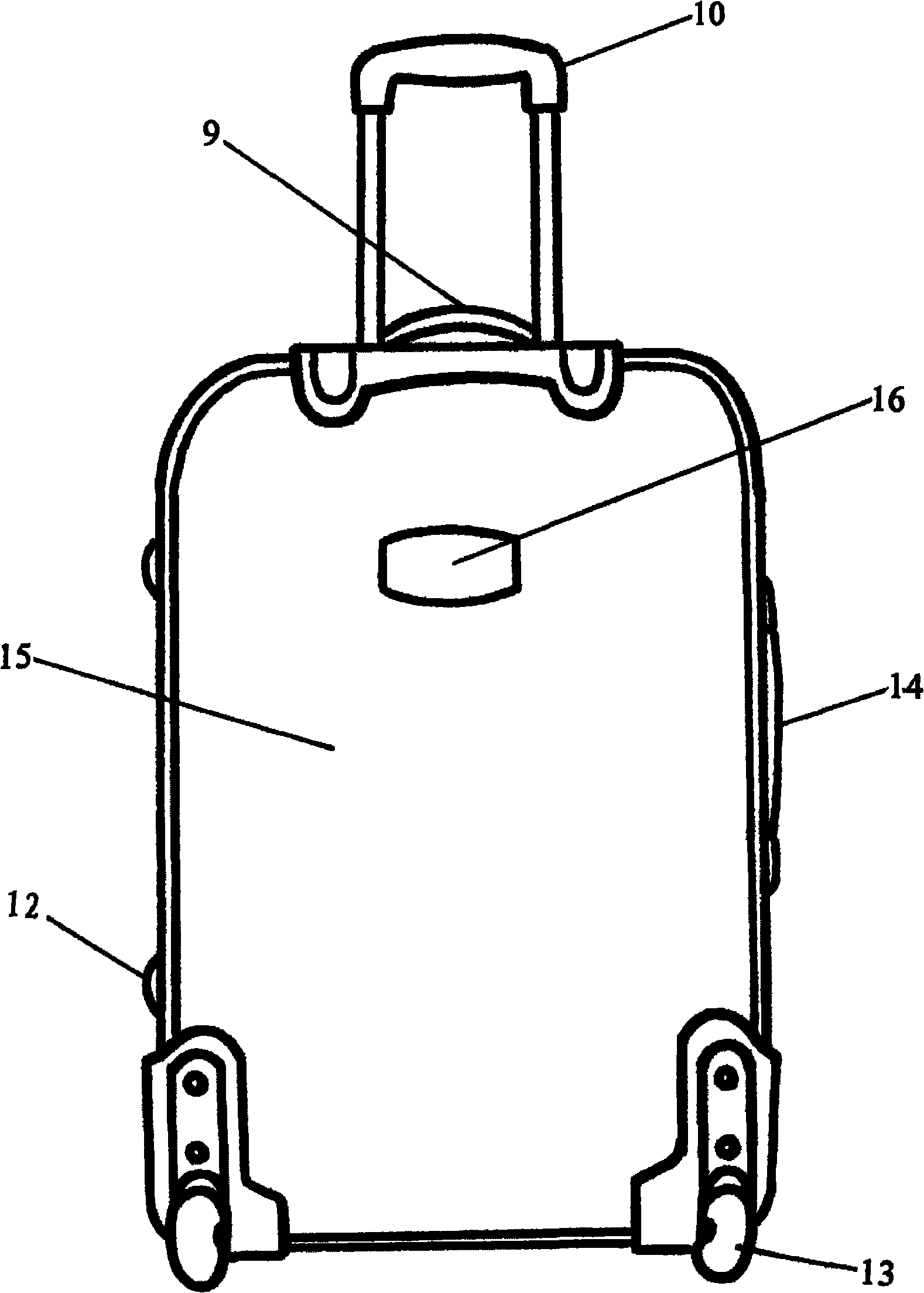 Draw-bar box with raised bag and protecting cover at front side
