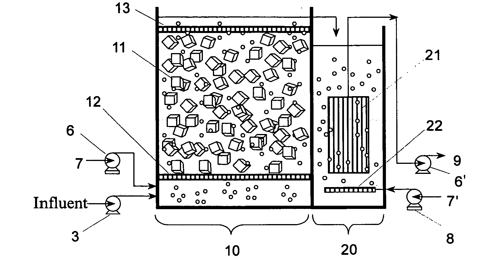Biological membrane filtration system for water treatment and a water treatment process