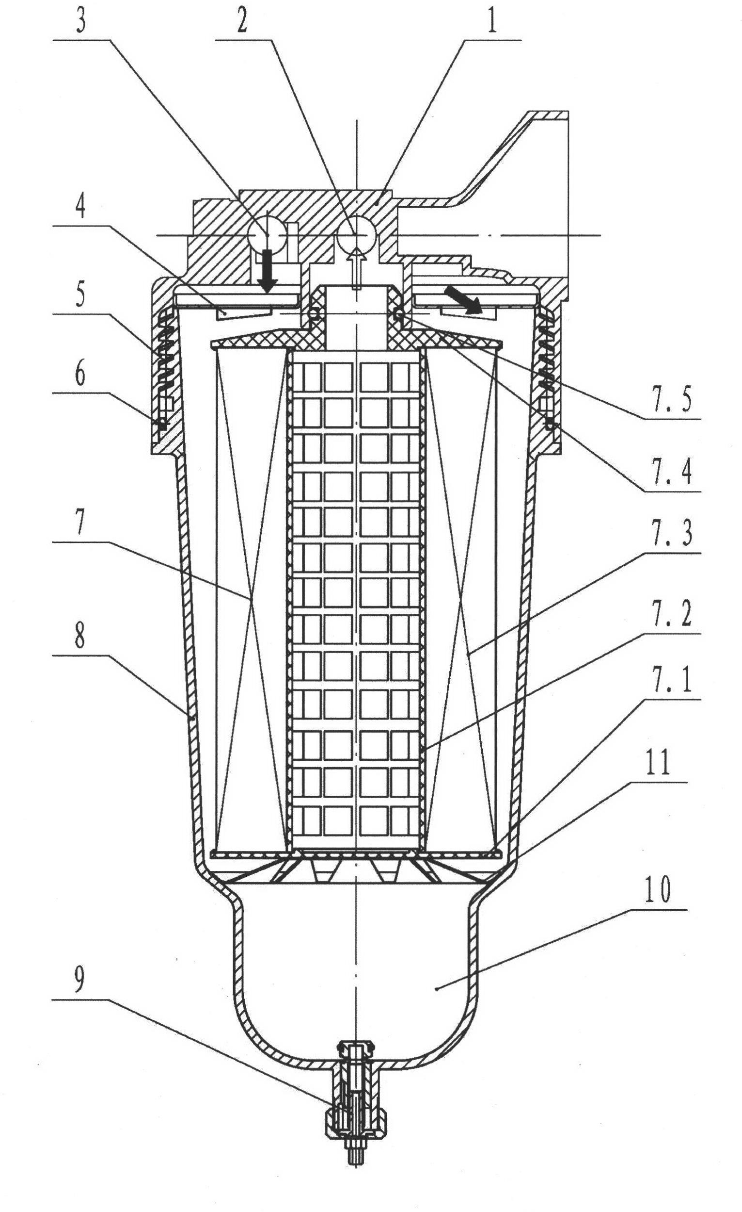 Oil and water/gas two-stage separator for braking gas