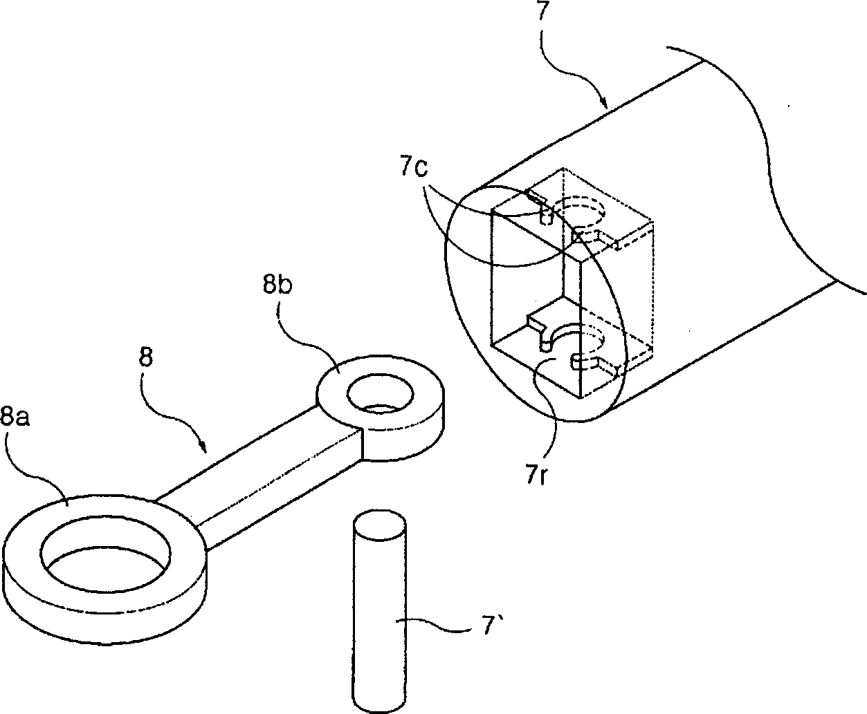 Piston pin mounting structure for sealed compressor