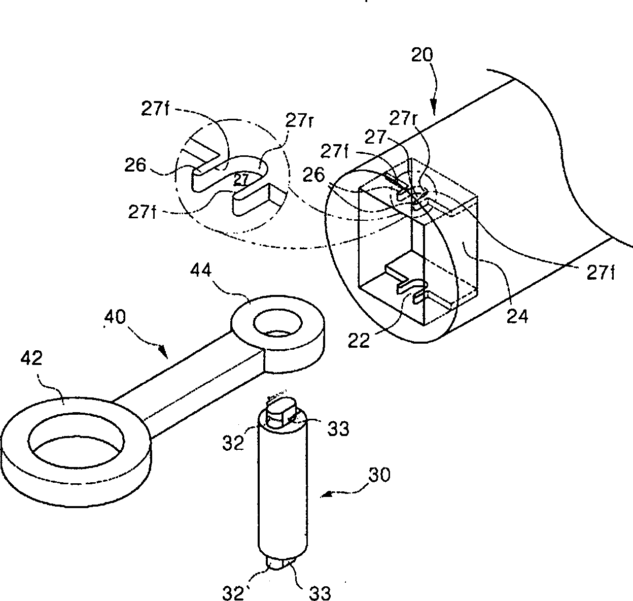 Piston pin mounting structure for sealed compressor