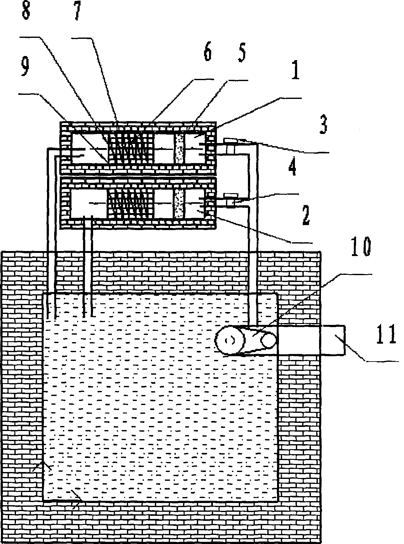 Double-path electromagnetic separating device for zinc slag in heat galvanizing liquid