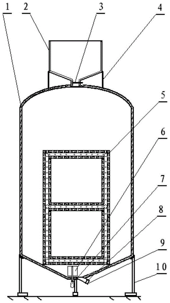 A vertical continuous fermentation device for silkworm excrement