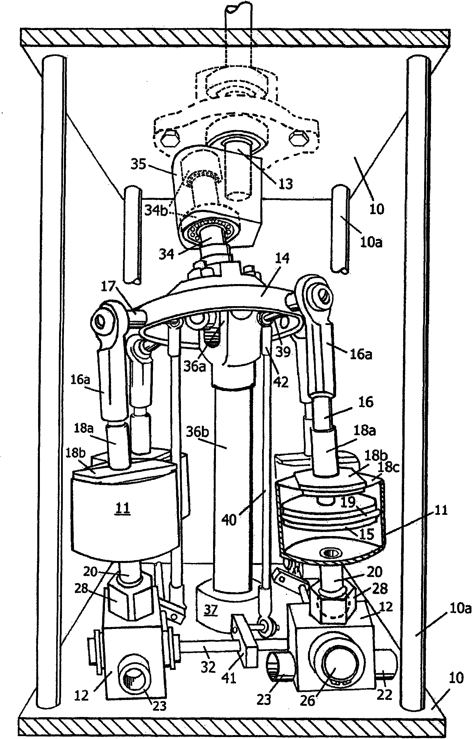 Straight-line piston fluid engine with wobble drive valve actuation