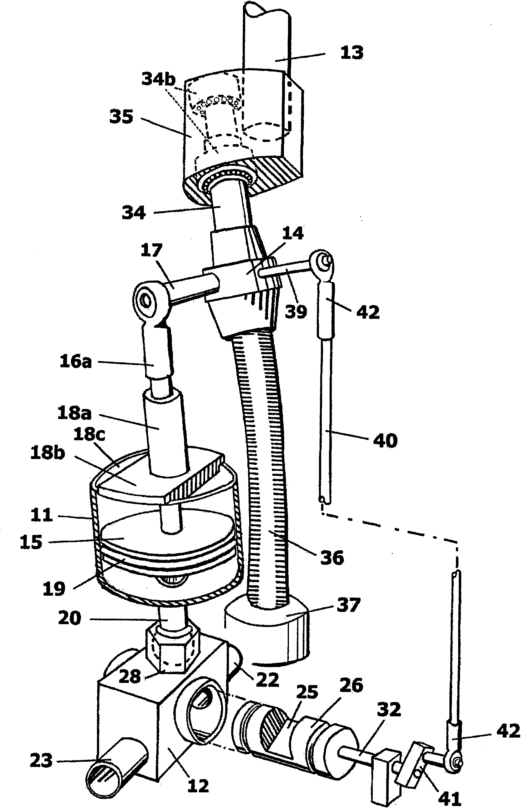 Straight-line piston fluid engine with wobble drive valve actuation