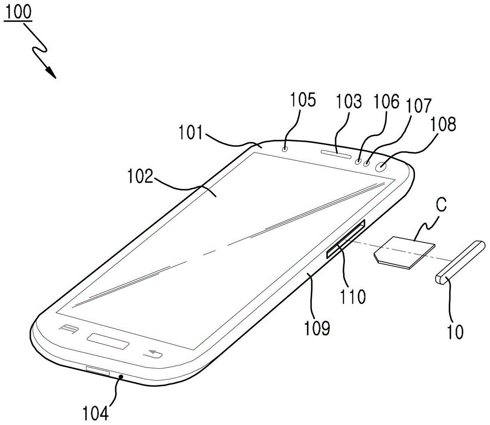 Electronic device with structure for inserting card type external device