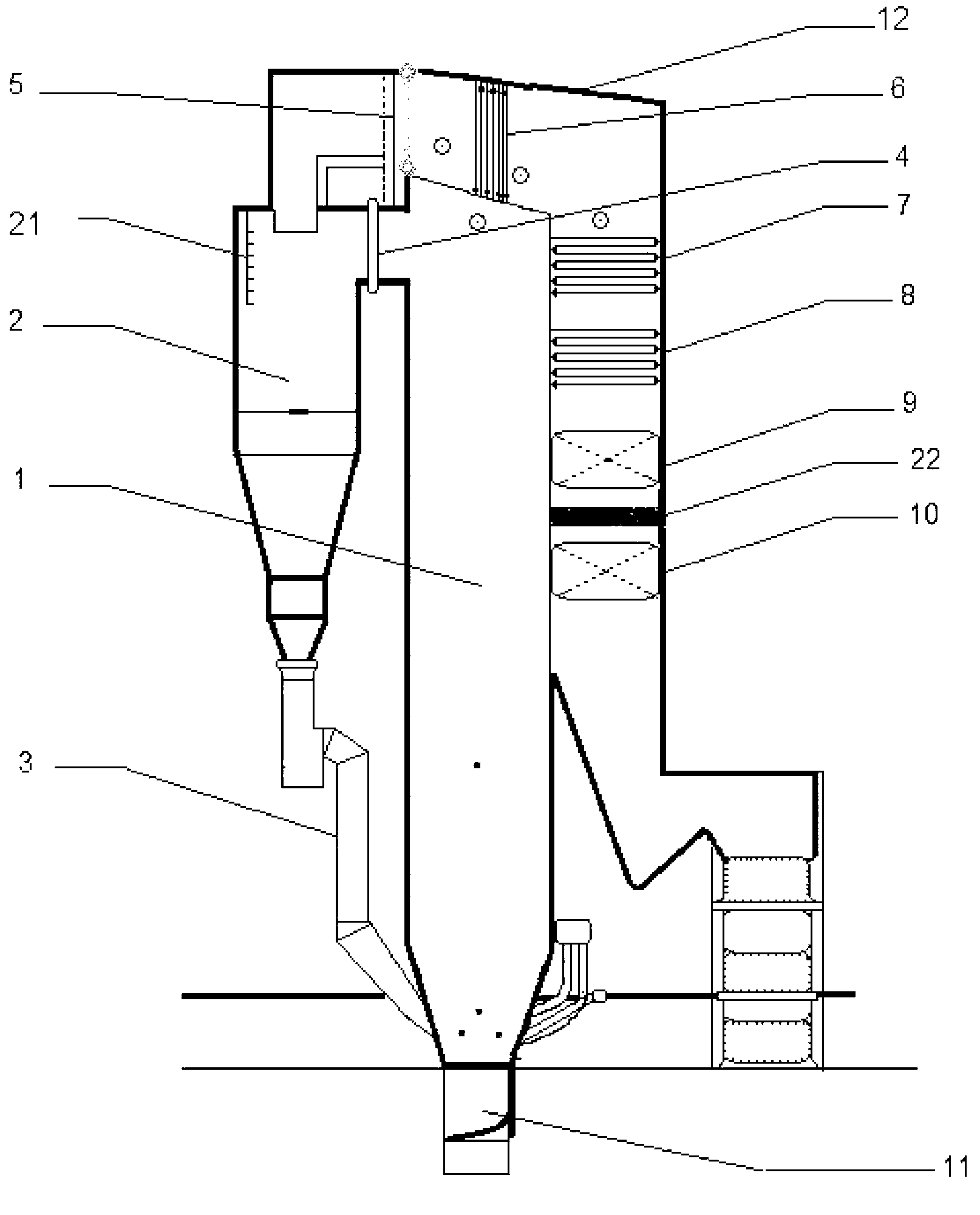 Fume gas denitration system of coal-fired boiler based on SNCR (Selective Non-catalytic Reduction) and SCR (Selective Catalytic Reduction) combination method