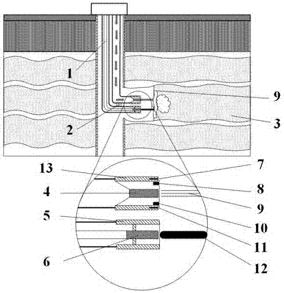 A device and method for exploiting shale gas combining laser and water jet technology