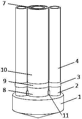 Multi-supply central return pipe vertical buried pipe heat exchanger