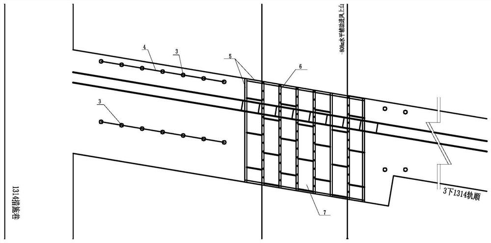 Roadway tunneling construction method for coal mine overpass air bridge