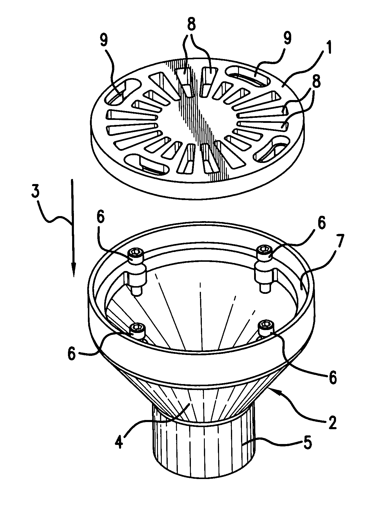 Self-locking grate for deck drain fitting