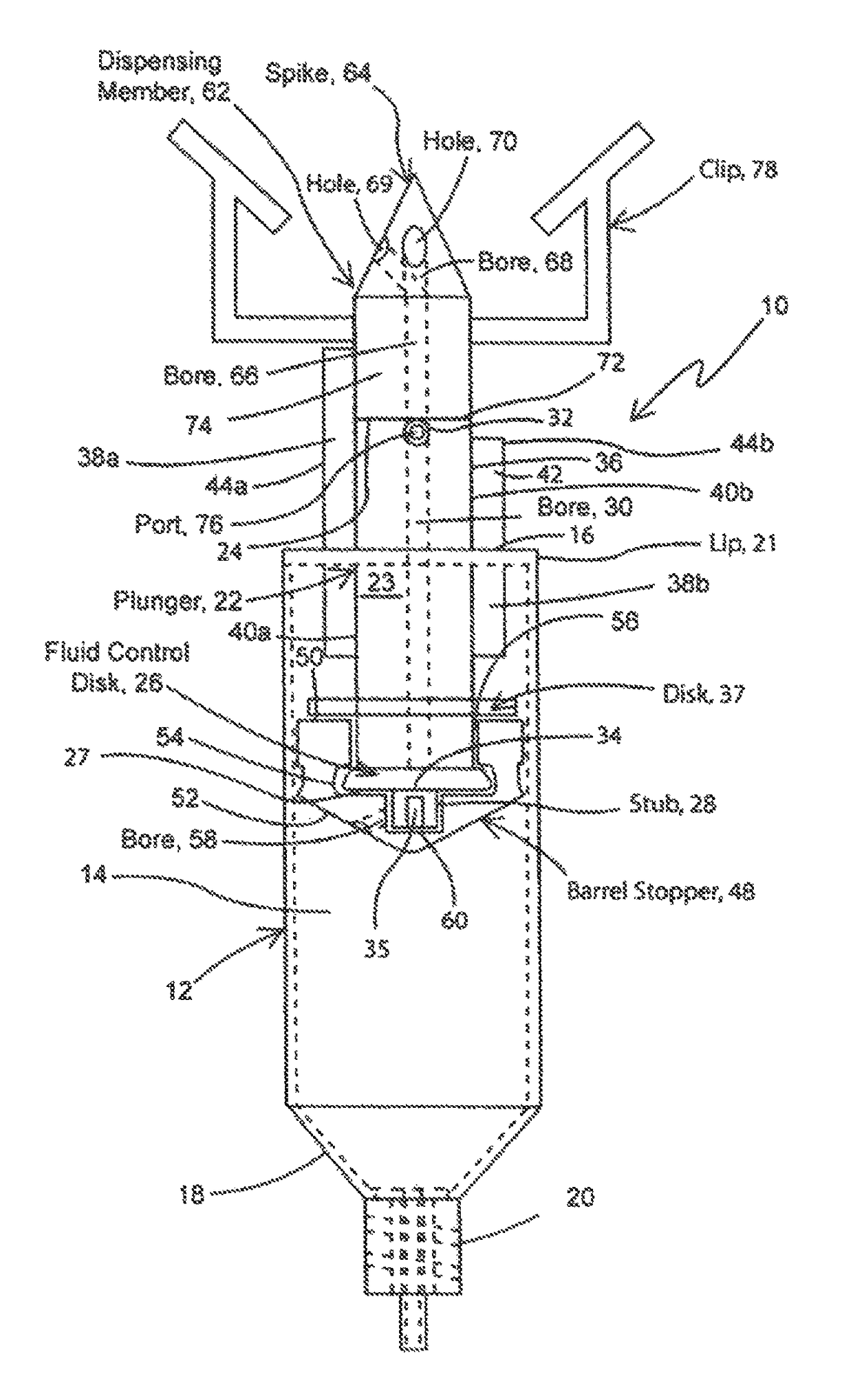 Syringe apparatus for transferring liquids into and out of a vial having a septum