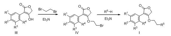 3-aryl-4-(2-glycosyl/amino ethyoxyl)-2(5H)-furanone compound, preparation method thereof and application thereof