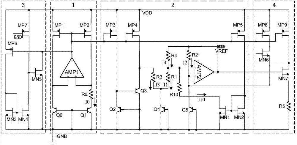 Low temperature drift band-gap reference voltage source based on VBE linearization