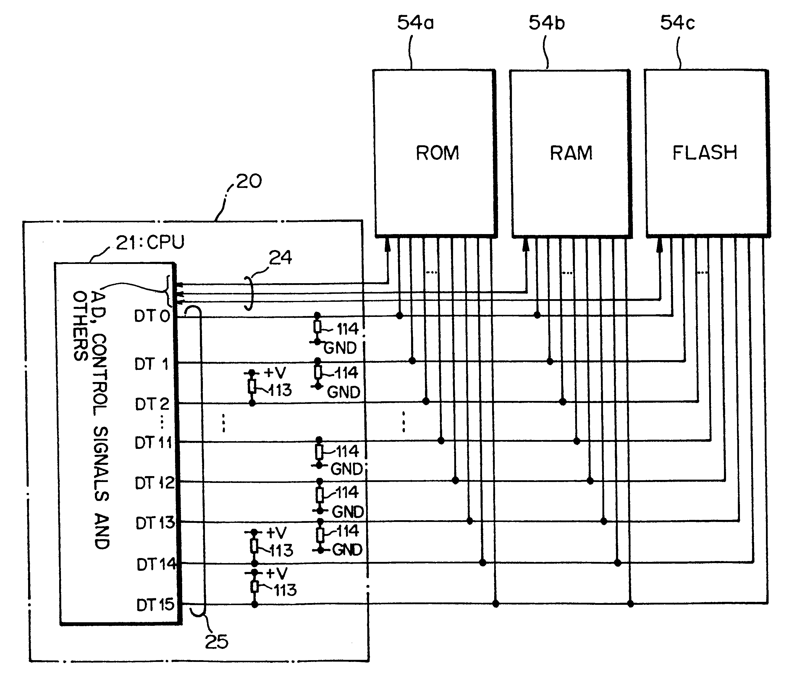 System for recognizing of a device connection state by reading structure information data which produced by pull-up resistor and pull-down resistor
