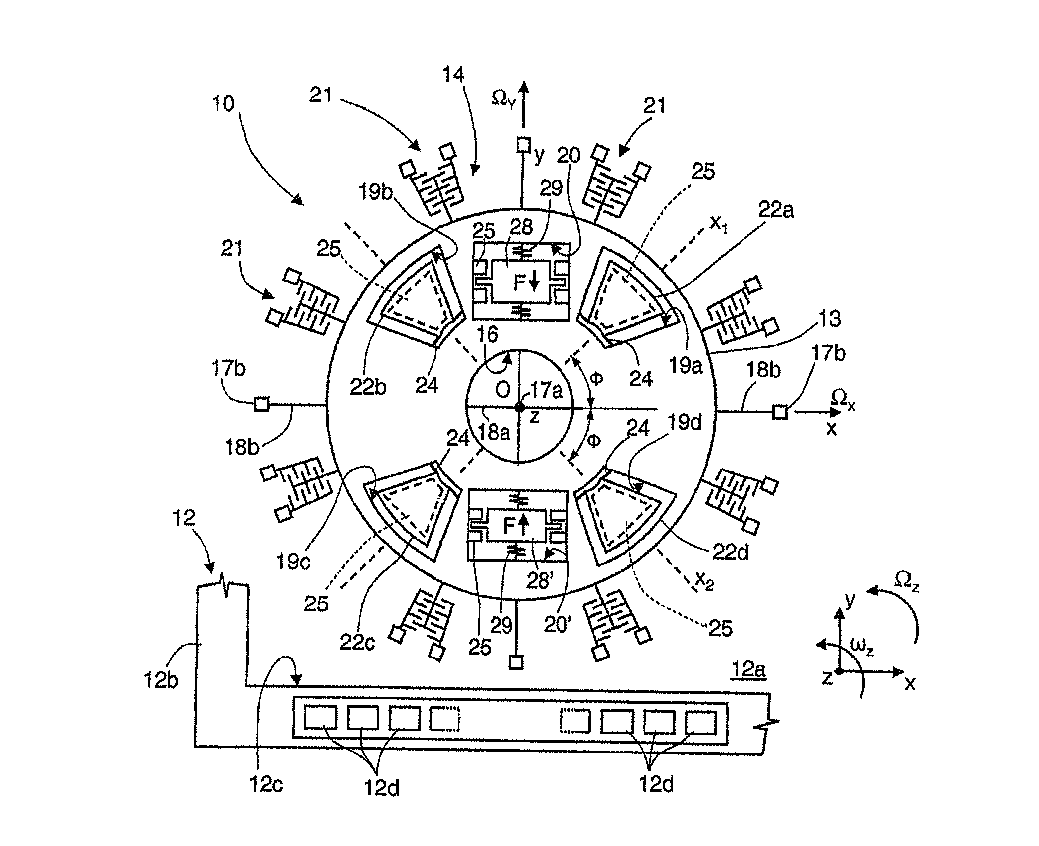 Reading circuit for a multi-axis MEMS gyroscope having detection directions inclined with respect to the reference axes, and corresponding multi-axis MEMS gyroscope