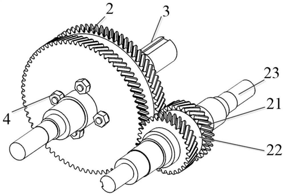 Herringbone gear reducer vibration reduction transmission system and application