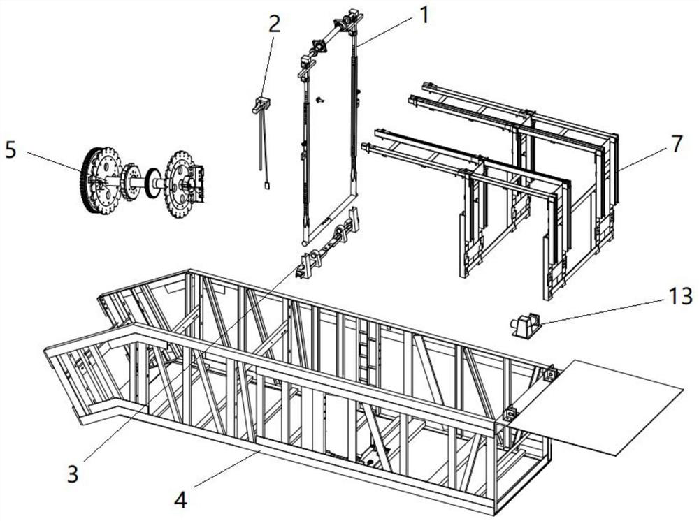 Escalator main drive hoisting tool and operation method