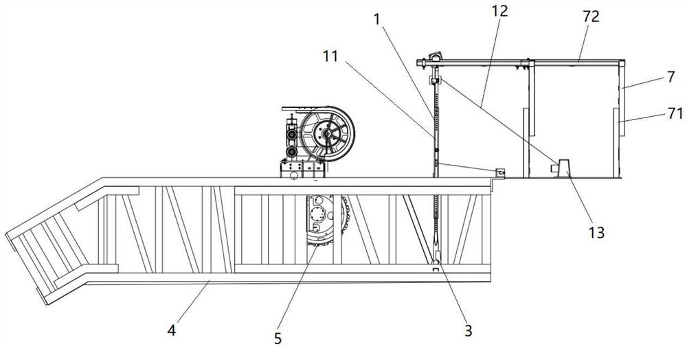 Escalator main drive hoisting tool and operation method