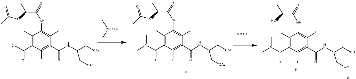 5-Amino-2,4,6-triiodisophthaloyl acid dichloride derivative and application thereof in synthesis of iopamidol impurities