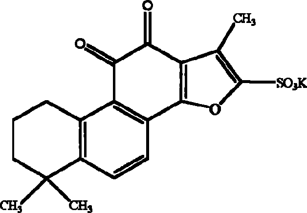 Tanshinone IIA potassium sulfonate used for preparing medicine for preventing and treating cerebral ischemia and cerebral anoxia and myocardial ischemia and myocardio anoxia