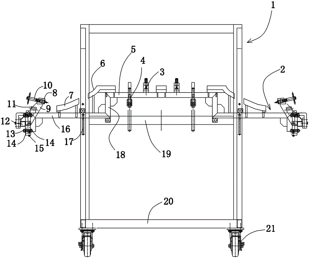 Flexible inspection device for front portion of automobile