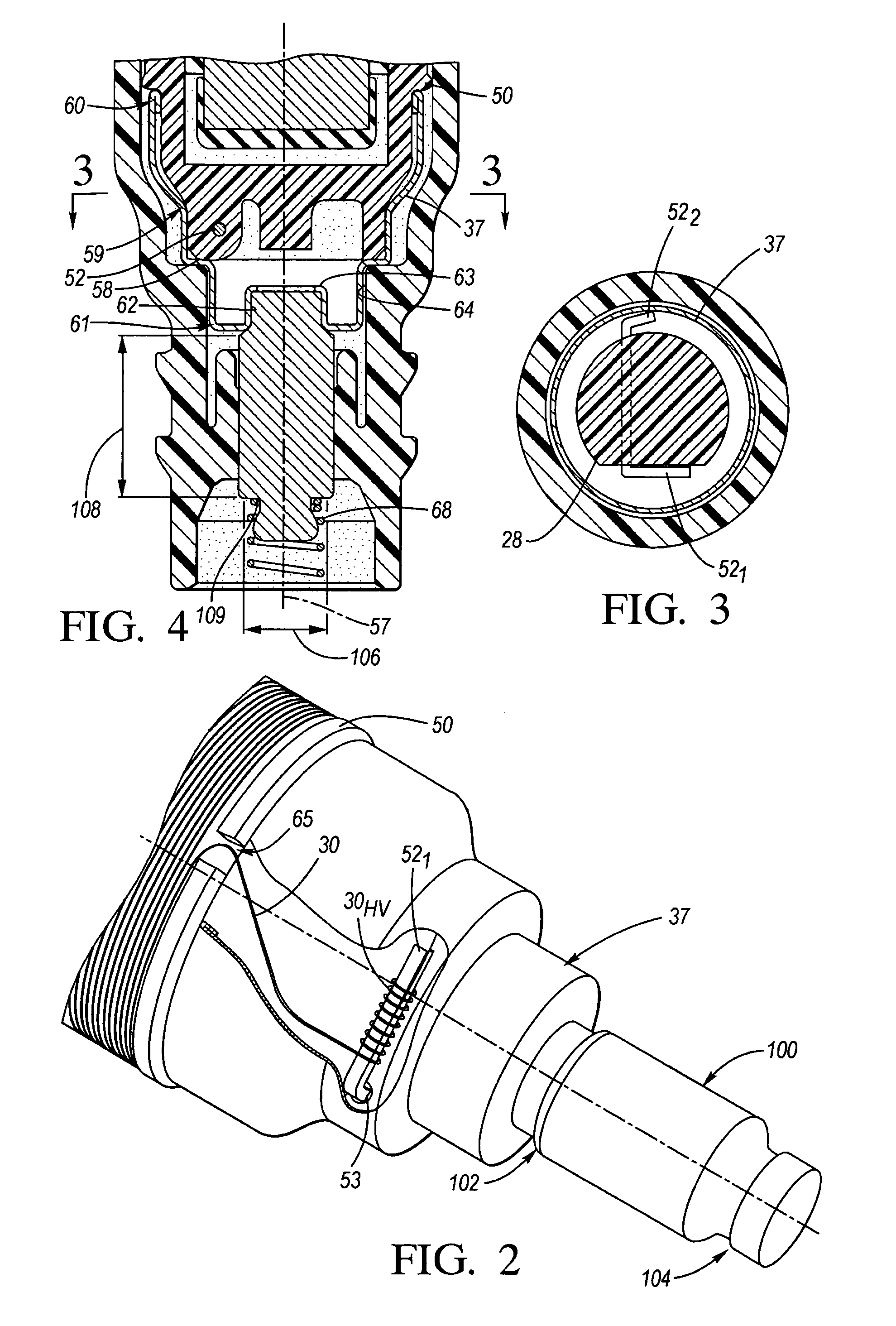 Ignition apparatus having conductive plastic ignition terminal and field smoother