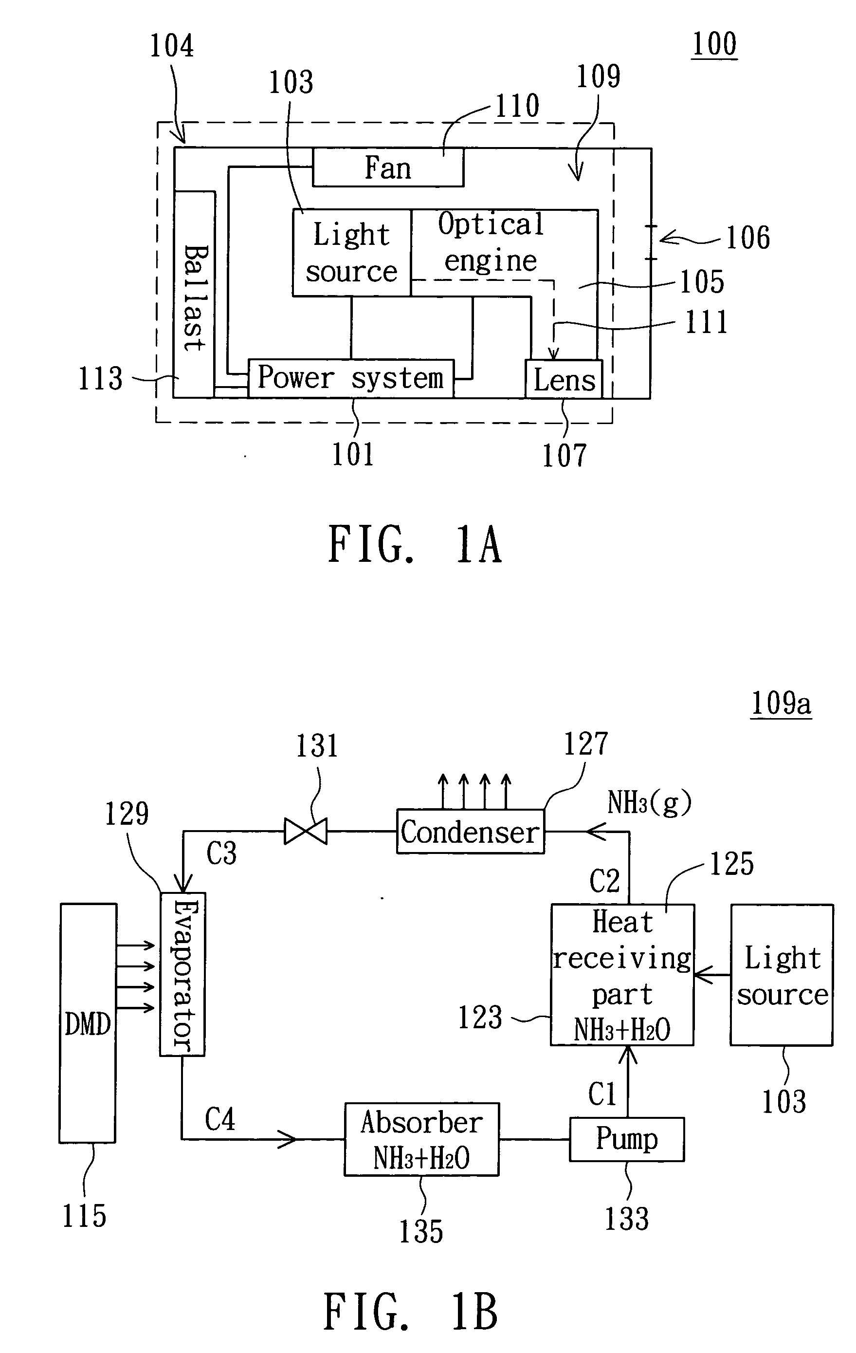Projecting device with energy recycling function