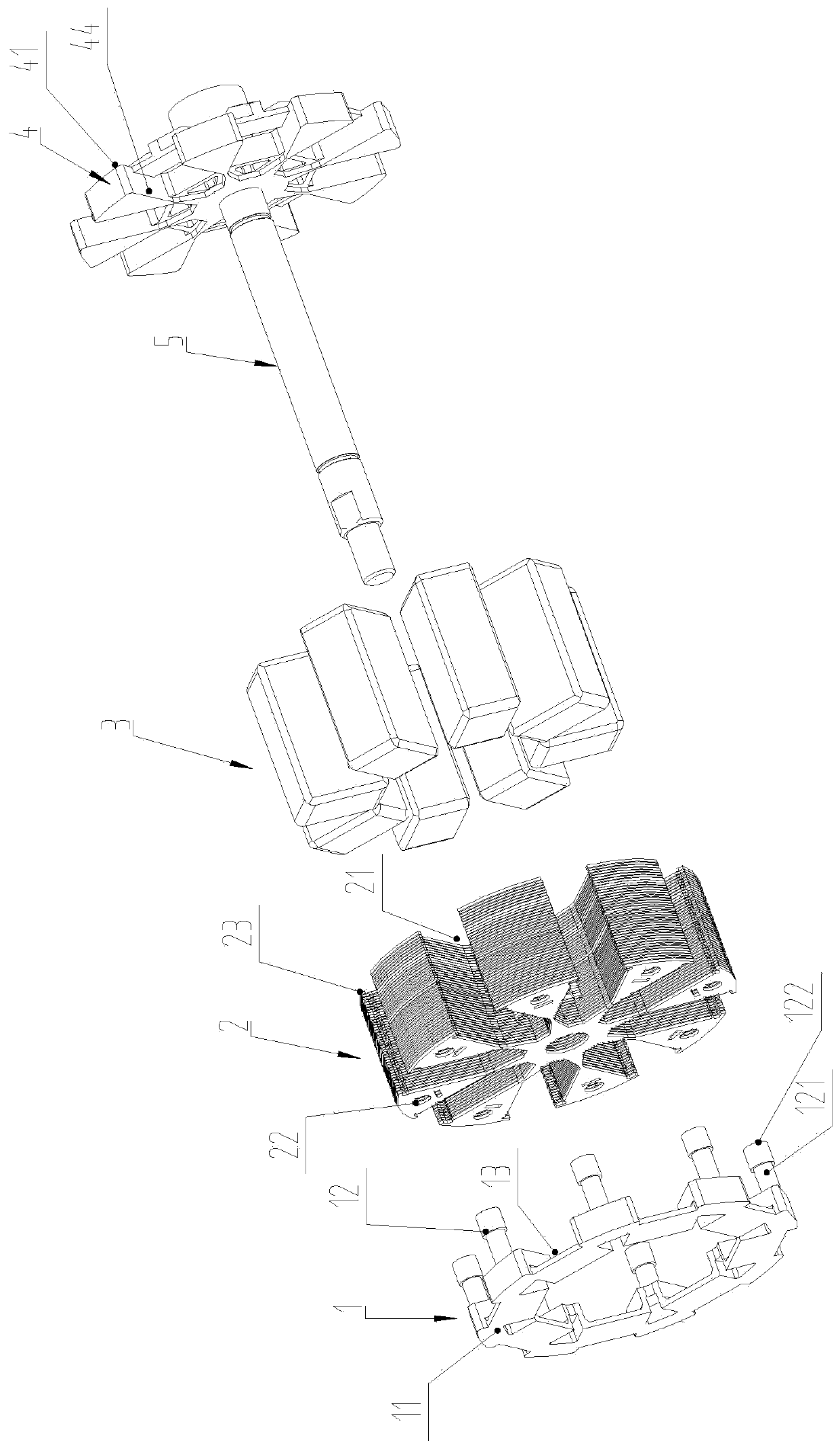 Rotor component of brushless motor