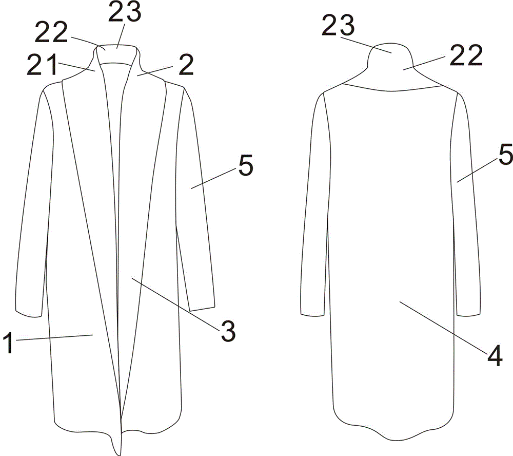 Two-sided heterochromatic overturned collar cardigan and processing method thereof