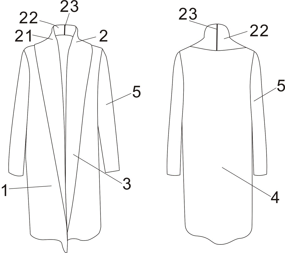 Two-sided heterochromatic overturned collar cardigan and processing method thereof