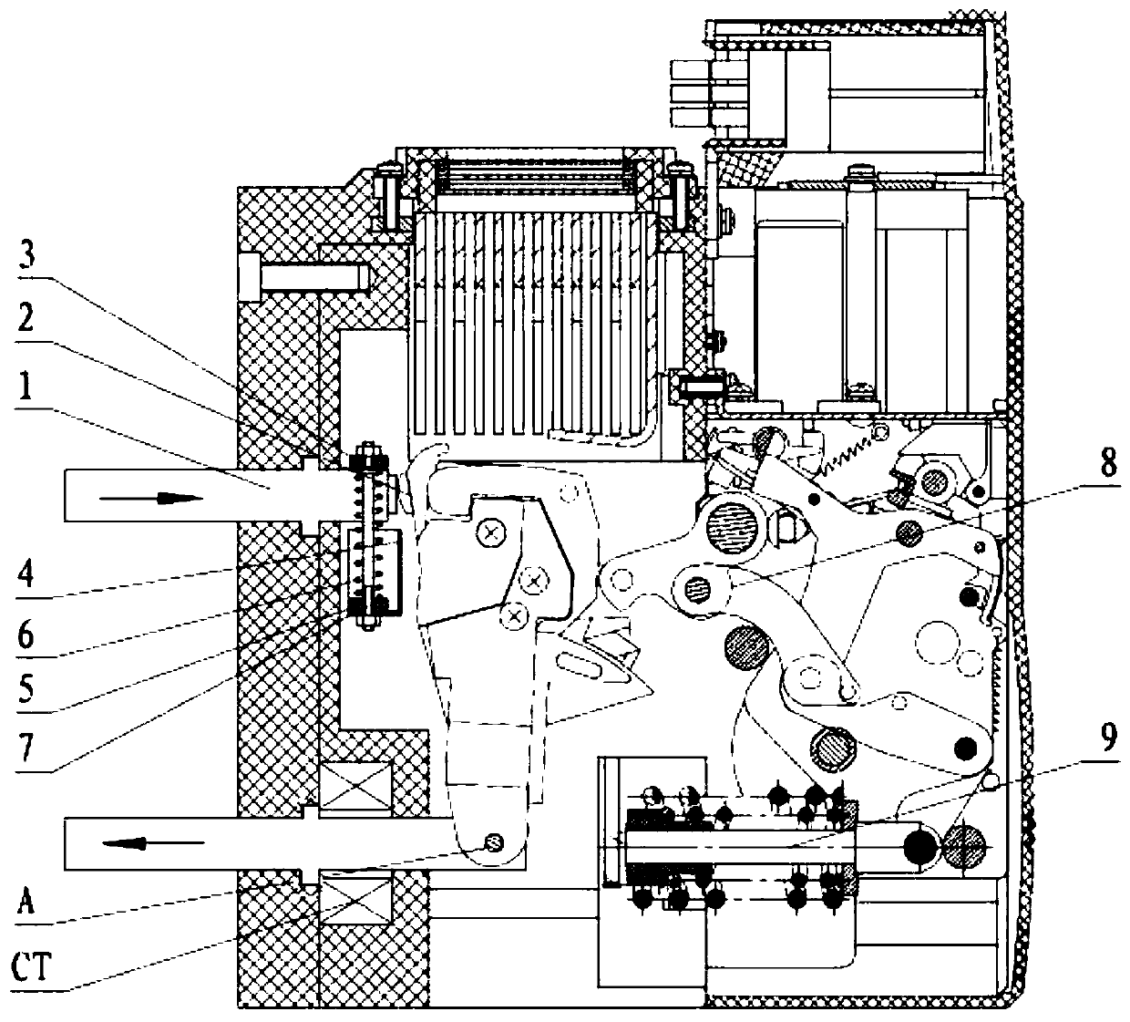 A universal circuit breaker with arc extinguishing performance