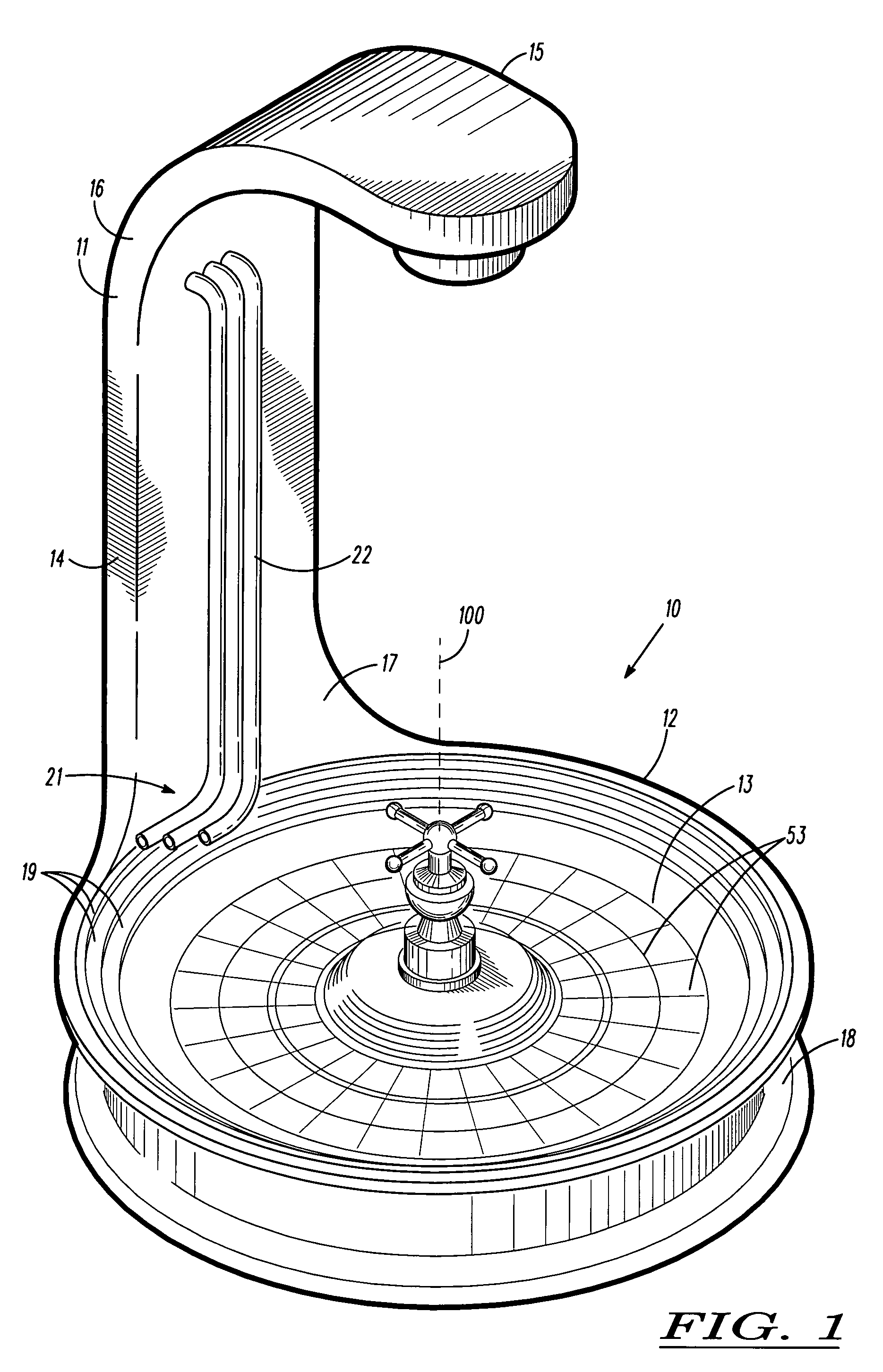 Roulette apparatus with ball-delivery system, and method