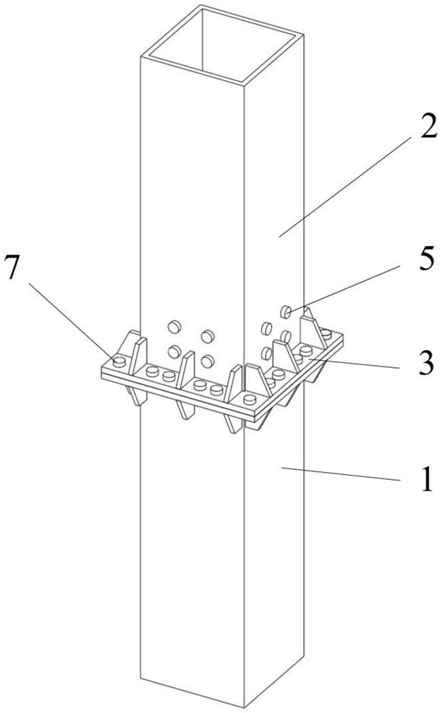 Core tube flange closed section column joint with self-tapping bolts and construction method of core tube flange closed section column joint