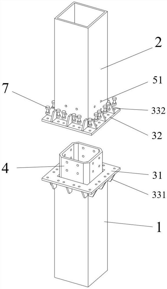 Core tube flange closed section column joint with self-tapping bolts and construction method of core tube flange closed section column joint