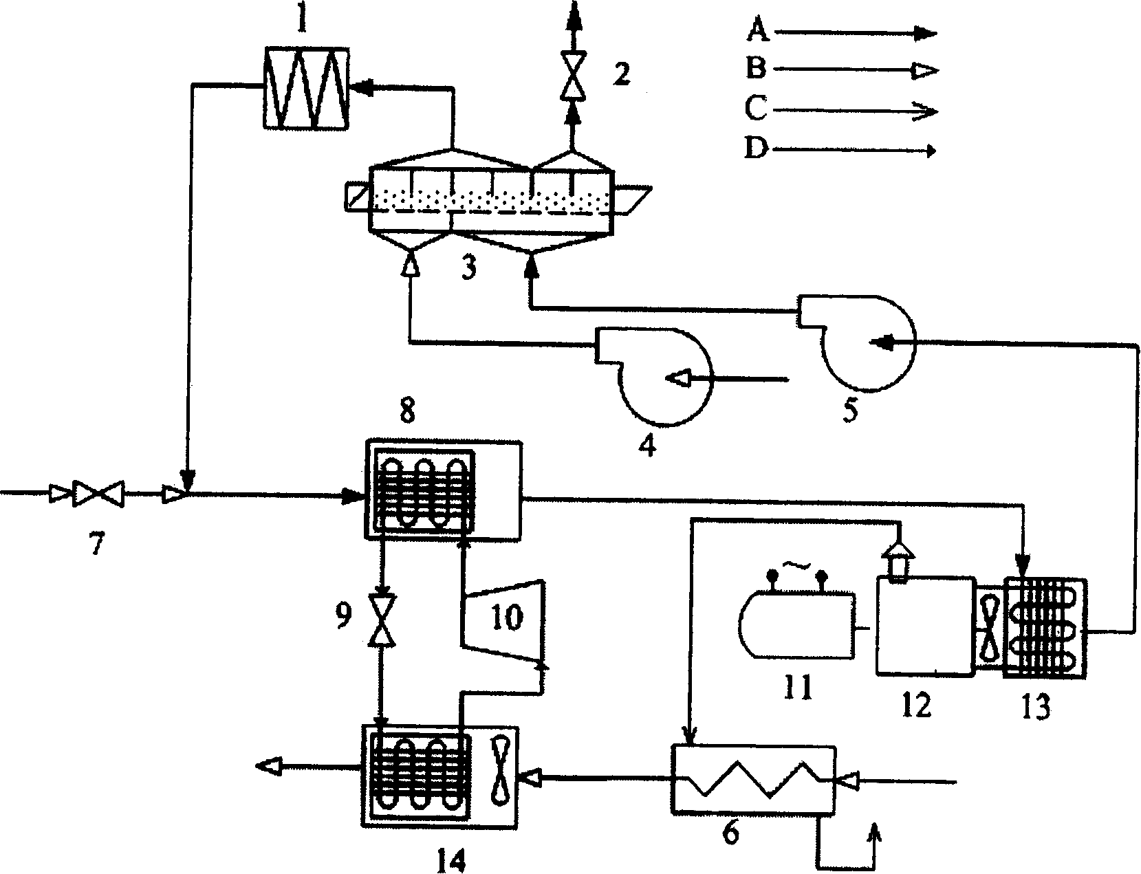 Internal combustion engine driving heat pump fluidized bed drying device capable of recovering used heat
