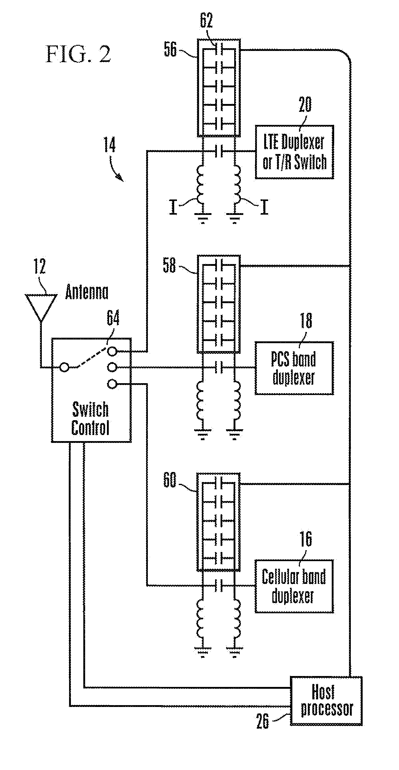 Matching circuit for adaptive impedance matching in radio
