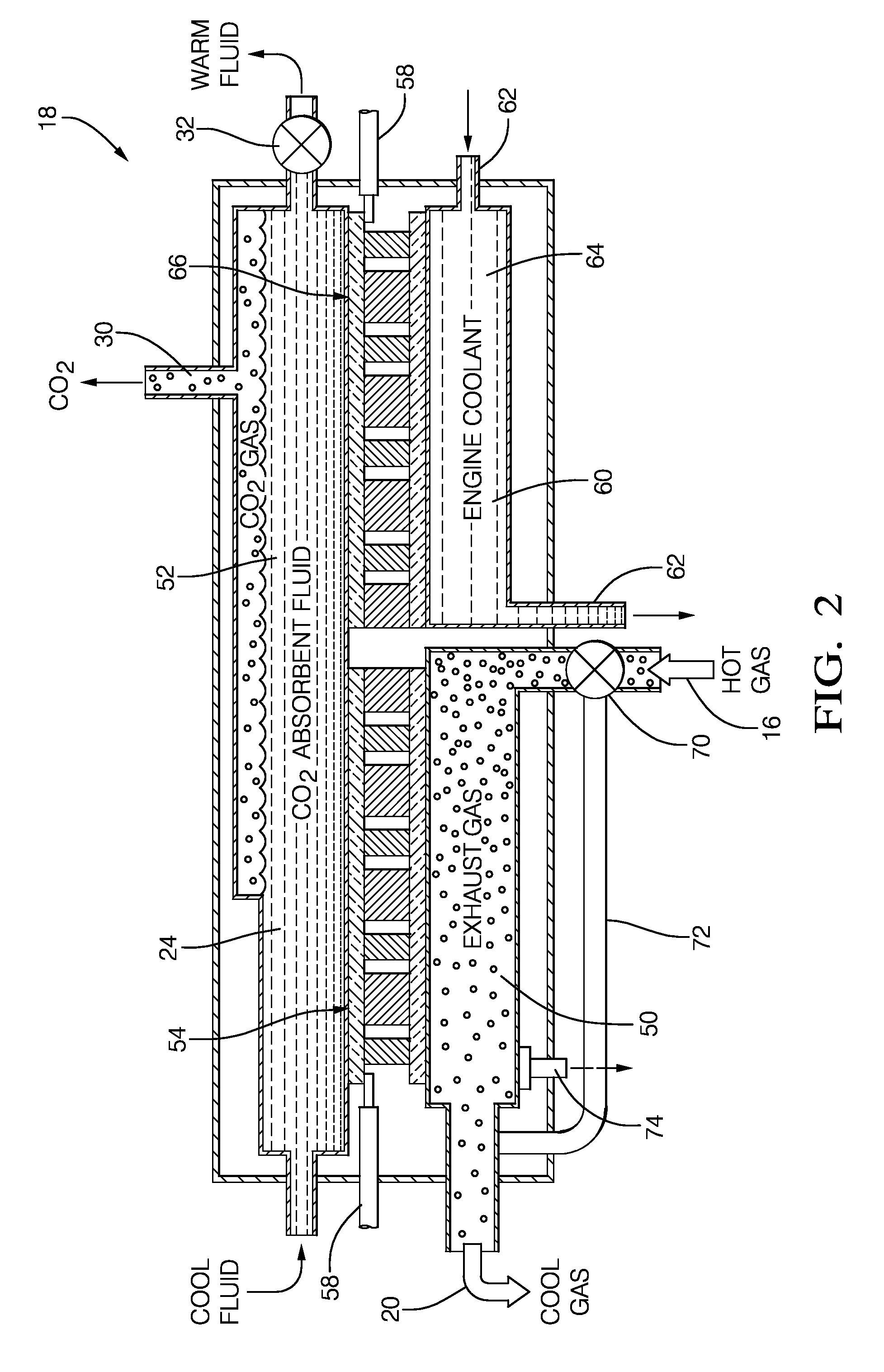Heat exchanger equipped with thermal electric device for engine exhaust carbon dioxide collection system