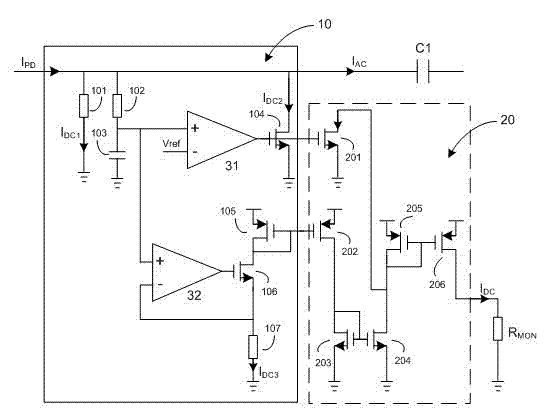 Signal intensity detection circuit of trans-impedance amplifier