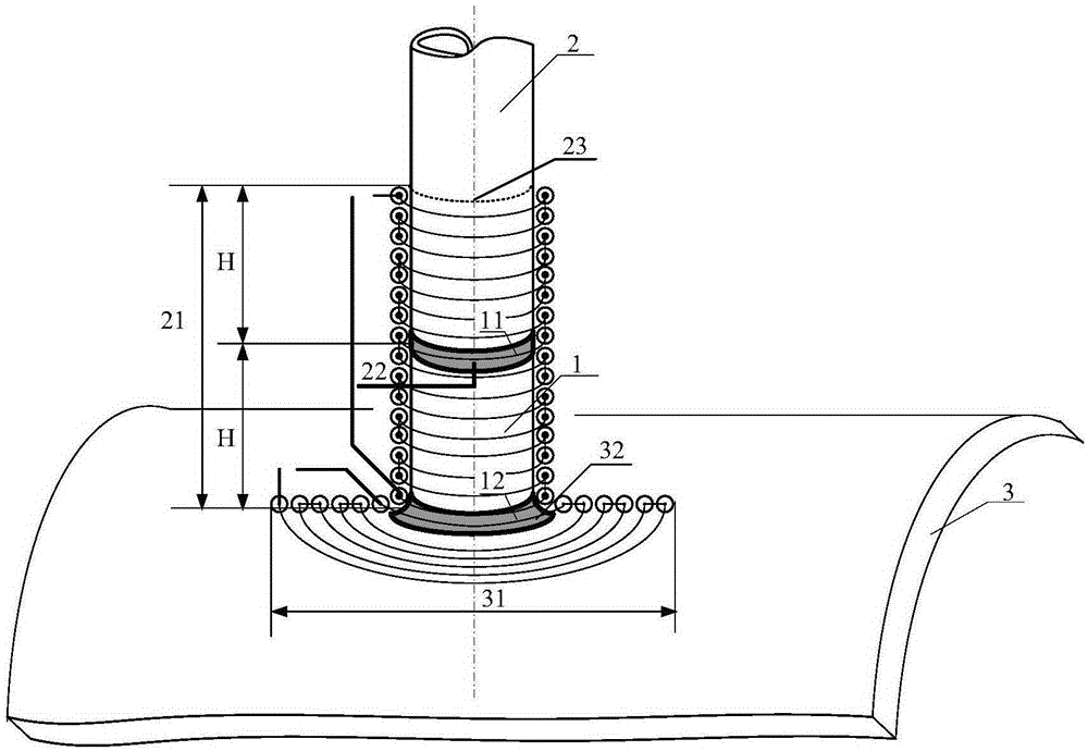 Partial post-weld heat treatment method for butt joint of connecting pipe seat