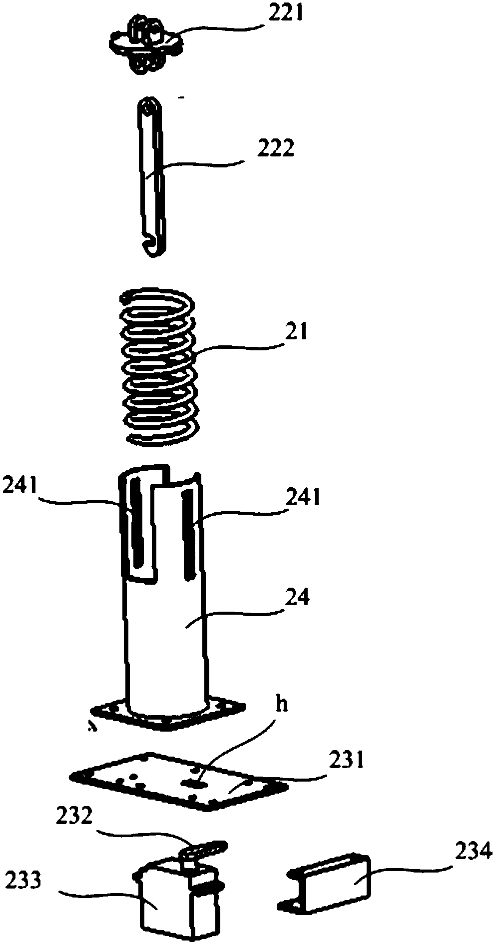 Suspension and energy storage spring type chassis lifting mechanism thereof