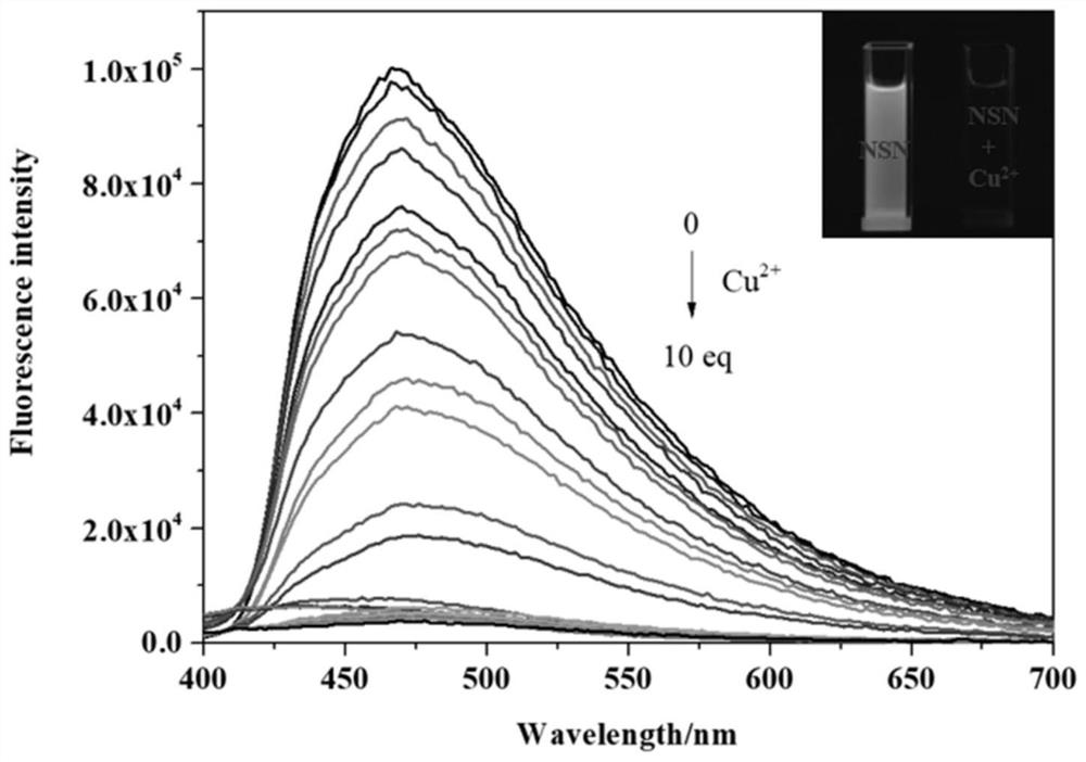 Fluorescent probe based on triphenylamine as matrix, preparation of fluorescent probe and application of fluorescent probe in copper-silver double ion detection