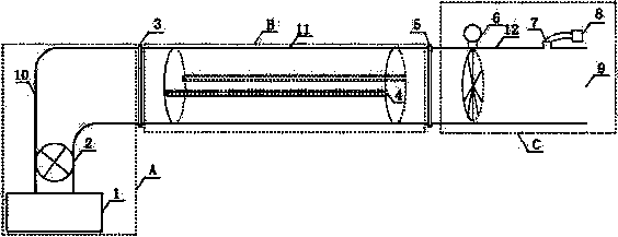 Experimental device for testing effect of foam collosol on inhibiting dust