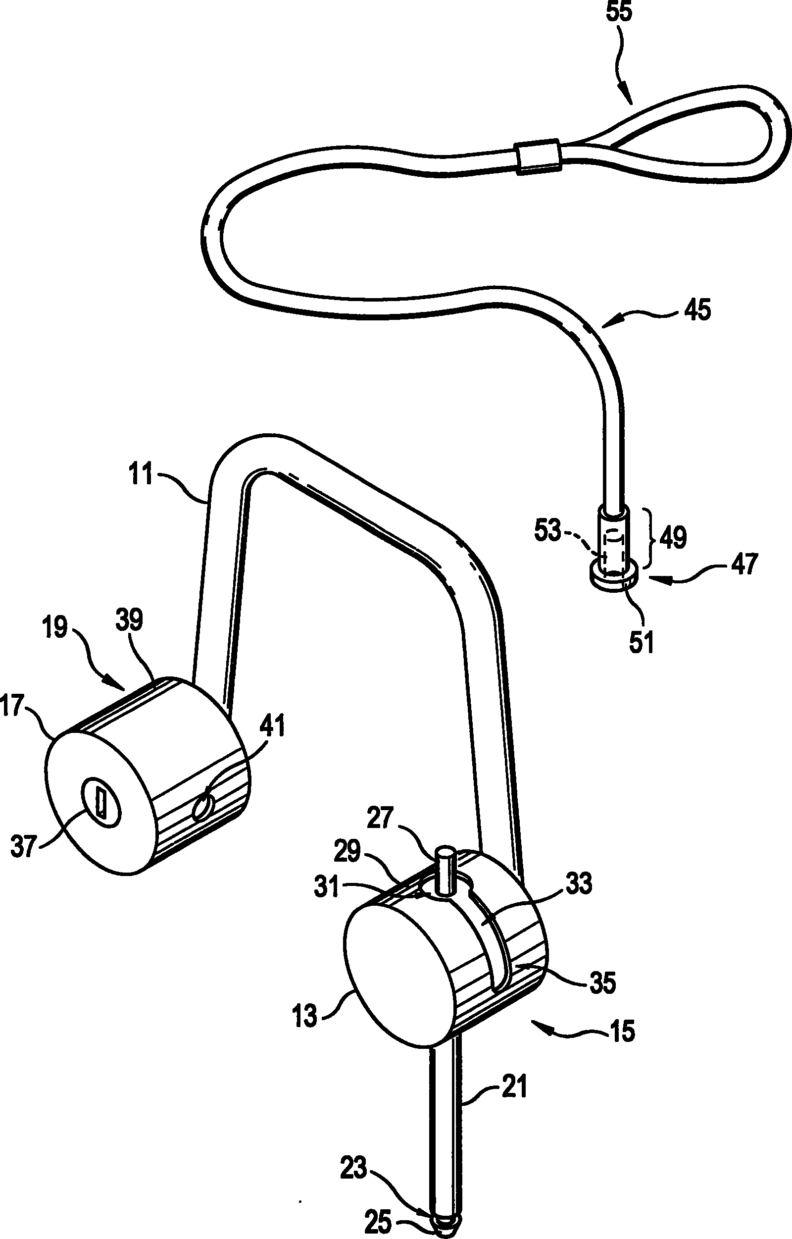 Frame lock with pivotable shackle and locking system for a bicycle